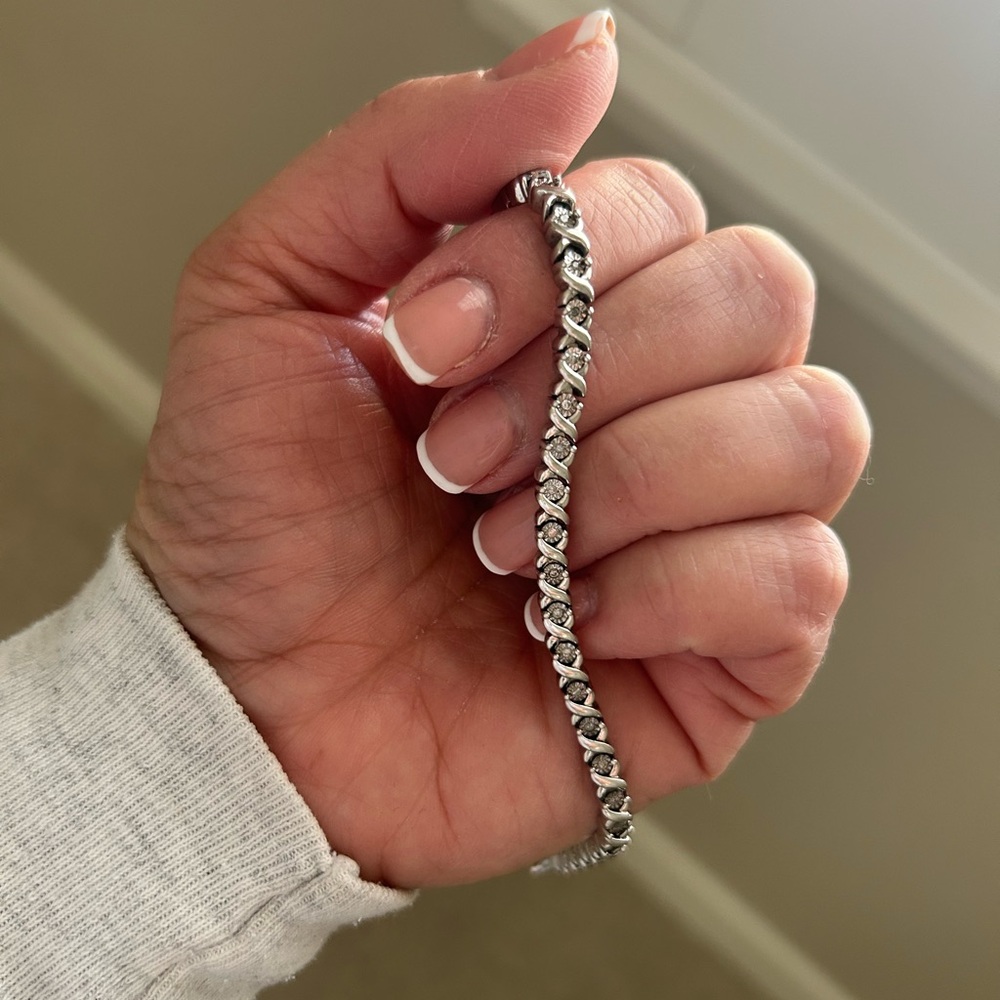 Sterling silver tennis bracelet - Picture 5 of 7